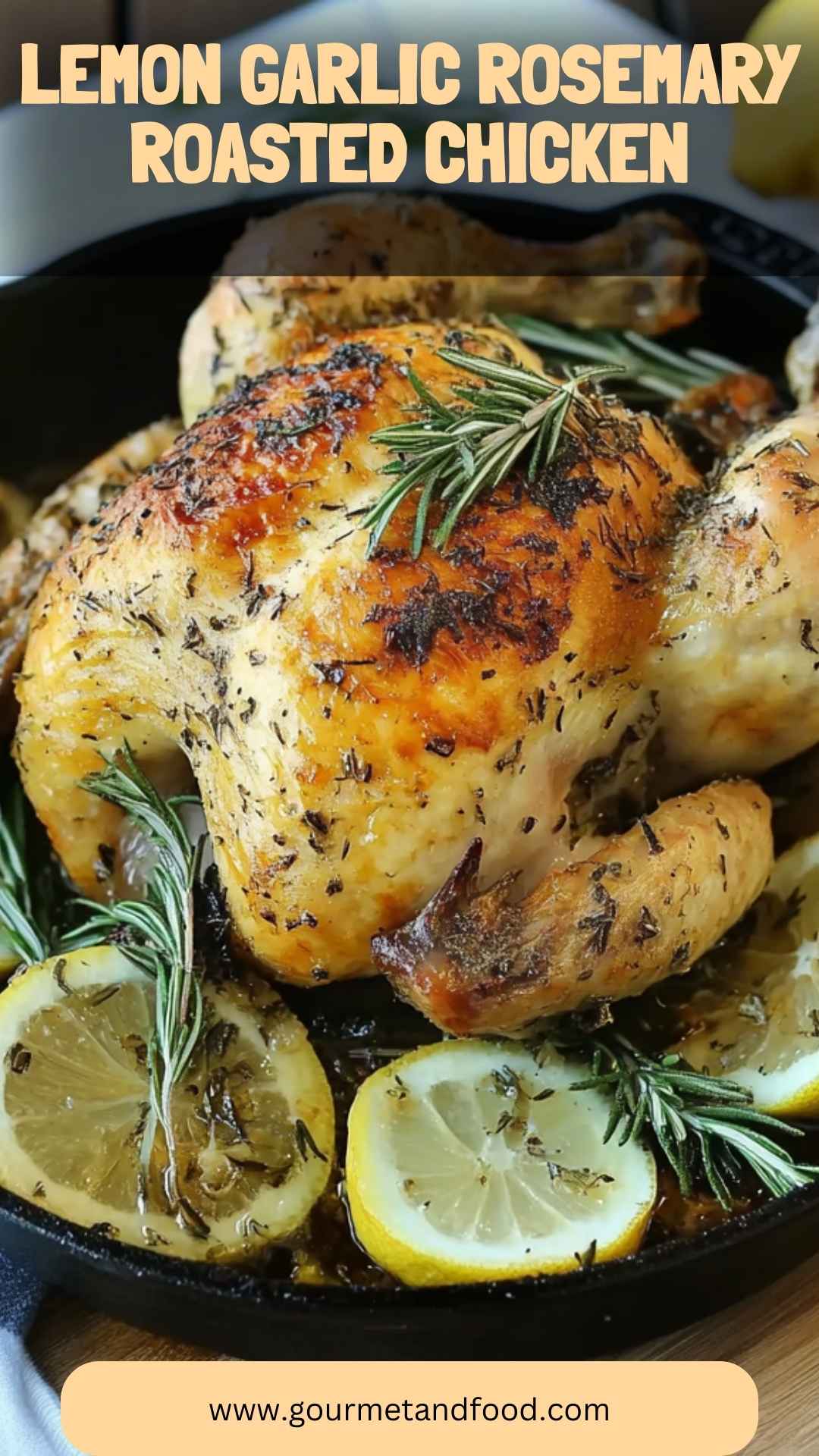 Traditional Native American roasted chicken with lemon and rosemary