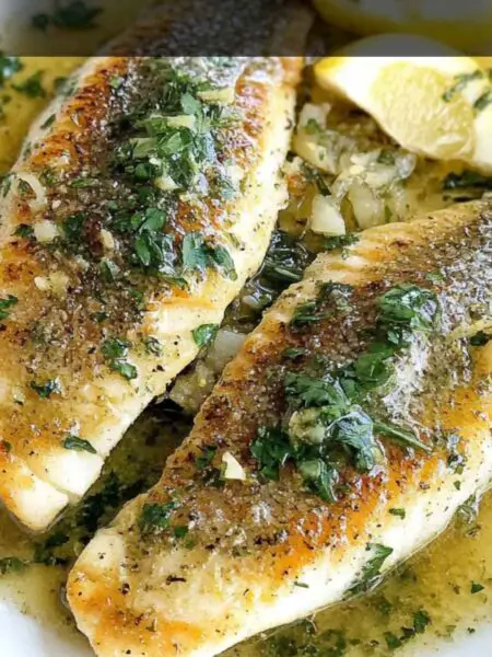 Pan Fried Sea Bass With Lemon Garlic Herb Sauce